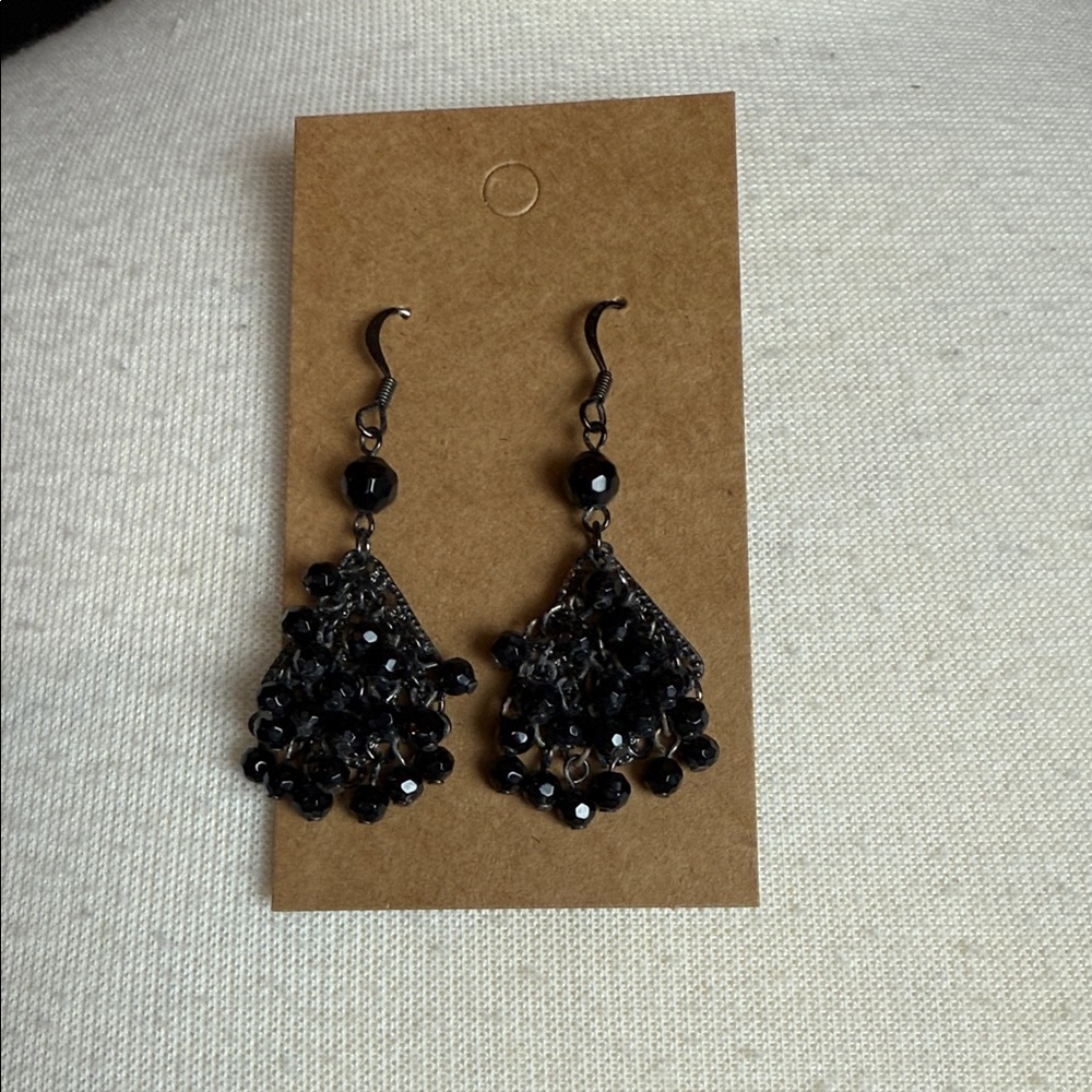 Elegant Black Beaded Earrings